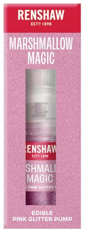 Renshaw Edible Glitter Pump, Marshmallow Magic (Pink), 4 g (Pack of 1) | High-Shine Pink Sparkle, Easy Pump Application, Ideal for Cakes & Drinks