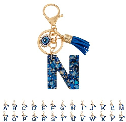 CBHTMY Schlüsselanhänger Buchstabe,Anfangsbuchstaben Schlüsselbund,Böser Blick Blau,kleine geschenke für frauen