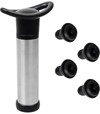 Wine Vacuum Pump and Preserver Kit with 4 Reusable Stoppers | Professional Wine Saver to Keep Wine Fresh Longer | Leak-Proof Seal | Essential Gift for Wine Enthusiasts