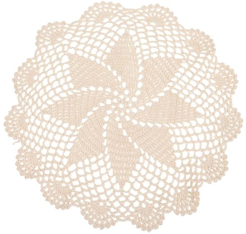 MAGICLULU Set de Table Napperon Décoratif Rustique et Élégant Beige en Coton Crocheté la Main Style Maison de Campagne pour Décoration de Table à Manger
