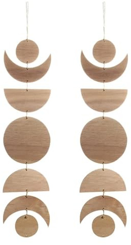 2 Stück Rustikale Holz wanddekoration, 70cm Vintage Holzornament Zum | Rustikaler Wandanhänger aus holz mit Sonne Und Mond Aufhängen Mit Juteseil, Rustikale Wandkunst für Wohnzimmer Schlafzimmer