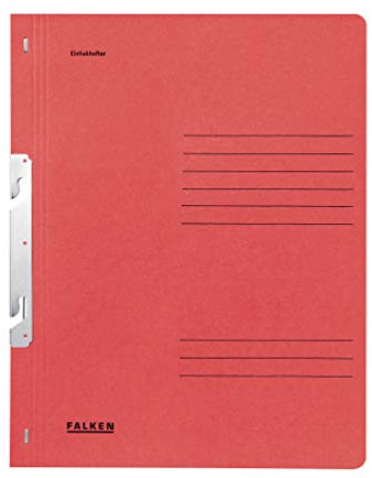 Original Falken 50er Pack Einhakhefter. Made in Germany. Aus Recycling-Karton mit ganzem Vorderdeckel und kfm. Heftung für DIN A4 rot Hefter Sammelmappe Dokumentenmappe