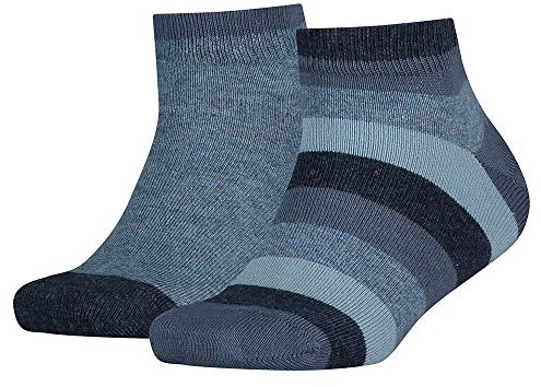 Tommy Hilfiger Jungen Füßlinge TH KIDS BASIC STRIPE QUARTER 2P 354010001, 2er Pack, Gr. 23-26, Blau (Jeans 356)