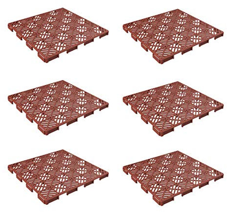 Pure Garden 50-147 - Piastrelle ad Incastro Multiuso per Interni ed Esterni, per Patio, terrazza, Garage, 6 Pezzi, Set da 6, Terracotta