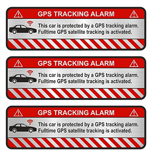 Finest Folia 3X GPS Aufkleber Fahrrad Motorrad Auto Alarm Warnung Anti Diebstahl Sticker Tracker gesichert R054 (Aluminium Schliff Silber, Auto)