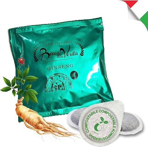 BOCCA DELLA VERITA Cialde Caffe Aromatizzato al Ginseng 50pz Cialde ESE 44 Antistress per migliorare Energia e Concentrazione Idea Regalo Made in Italy Biodegradabili Tostatura Artigianale