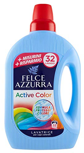 Felce Azzurra - Detersivo Lavatrice Liquido Active Color Capi Bianchi e Colorati Proteggi Colori, Bucato Fresco Profumato Colore Vivo, Detersivi Concentrati Smacchia anche a Freddo 1595ml (32 Lavaggi)