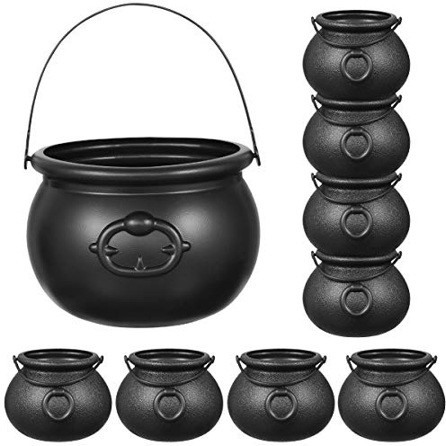 Toyvian 9 Pack Black Cauldron,Halloween Candy Bucket Kettle Multi-purposed Novelty Candy Holder Pot with Handle for Halloween,St Patrick's Day Party Favors
