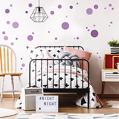 Wandtattoo-Loft Wandsticker Kreise-Set, 90 Stück – Pastell Flieder, Wandtattoo Kinderzimmer Deko, Wandsticker Kinderzimmer, Wand Aufkleber Kinder, Punkte Wandtattoo, Babyzimmer Deko, Kinderzimmerdeko