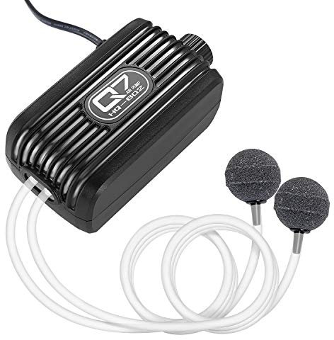 Trayousin Aquarium Air Pump, Pond Aerator Adjustable 300L/H Air Flow Rate for Small and Medium Pond Aquarium with 1.1m Power Cord & 2 Air Outlets