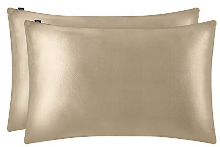 LilySilk Taie d'oreiller Soie 25 Momme [1 Pièce] Anti-Chute de Cheveux Anti-acariens Hypoallergénique Housse de Coussin pour Cheveux Protège Oreiller Soie de Mûrier Bio Café 50x70cm