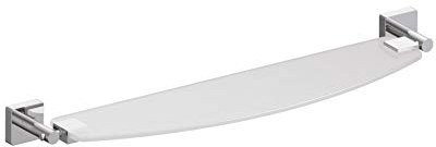 INDA Accessori Forum Quadra, Wandregal für Badezimmer, 57 x 14 x 4,5 cm, Regal aus satiniertem Glas mit verchromten Halterungen