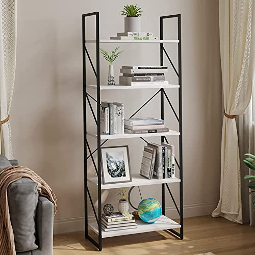 YITAHOME Bücherregal mit 5 Ebenen,Industrielles Standregal Aufbewahrungsregale für Wohnzimmer Bücher Schlafzimmer Büro Küche Zeitschriften,60 x 30 x 158 cm