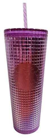 Starbucks Verano 2021 Caleidoscopio de rejilla de color morado y rojizo de 24 onzas vaso Venti