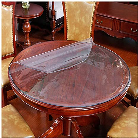 Cubierta De Mesa Limpiar PVC, Mantel De Cristal Transparente, Protector De Plástico Redonda, para Picnics, Fiestas, Jardines, Manteles a Prueba De Agua/Aceite 1mm Espesor,110cm/43in