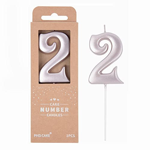 PHD CAKE 2.76 Inch Elegant Rose Gold 2 Number Birthday Candles, Rose Gold Number Candles, Cake Number Candles, Party Celebration
