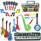 Lilwemen 24-teiliges aufblasbares Rockstar-Spielzeug-Set, aufblasbare Gitarre, Saxophon, Mikrofon, Klavier, Radio, Ghettoblaster, Luftballons, lustige Musikinstrumente, Zubehör für Kinder, Party