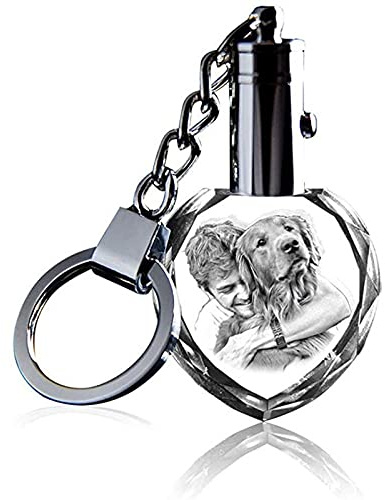 Naispanda Personalisierte Kristall Foto Schlüsselanhänger, Schlüsselanhänger Personalisiert Gravur Foto mit LED-Licht 7 Farben, bestes Geschenk für Valentinstag, Jubiläum, Hochzeit, Geburtstag