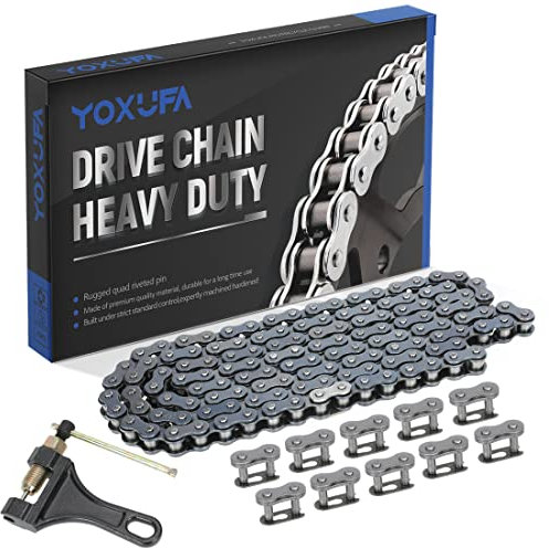 YOXUFA Chaîne de moto 420 132 maillons pour 50 70 90 110 125 cc SSR TaoTao Coolster Apollo Baja Kazuma Chinois ATV 4 roues Quad Pit Dirt Bike 212 cc Go Kart Mini Bike Powersports pièces W/disjoncteur