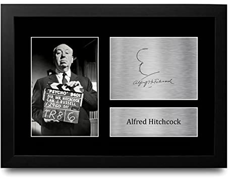 HWC Trading FR A4 Alfred Hitchcock Psycho Geschenke Geducktes Signiertes Autogramm Präsentationsdisplay für Fans von Film Memorabilien - A4 Framed