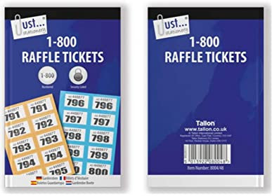 Generisch Garderoben-/Tombola-Tickets, nummeriert 1-800, mit Sicherheitsnummerierung, zufällige Farbauswahl