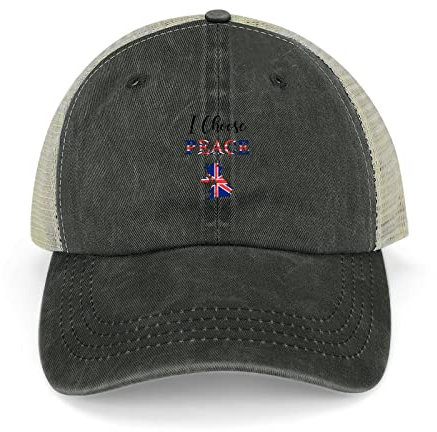 Funlucy Flagge des Vereinigten Königreichs I Choose Peace Mesh Back Cap United Kingdom National Flag Baseball Cap Verstellbare Denim Cap, Schwarz-UK Flagge I Choose Peace, One size