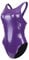 LEOHEX Crystal Diamond Starlight Enamel Gloss Shiny Wetlook Racing Badeanzug Slim Bodysuit Monokini, Violett, Medium