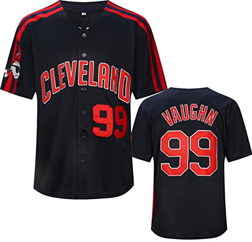 YIMCANLI Herren Ricky Vaughn Movie Jersey #99 Stitched 90s Hip Hop Baseball Trikots Shirts Weiß Marineblau Grau, Marineblau, Klein