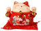 Tomotato Winkekatze Sparschwein, 4.5in Feng Shui Münzbank, Glückskatzen Münzenbank, Keramik Glückskatzen Spardose, Kleingeld Spartopf für Geschenk, Schreibtisch, Spielzeug Dekoration (Rot)