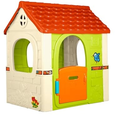FEBER - Maison de Jeux pour Enfants en Carton, de Grande Taille, à Peindre, Colorier et Jouer, avec des Autocollants Amusants, éco-Maison, pour Enfants à partir de 3 Ans, Famosa (FEB06000).