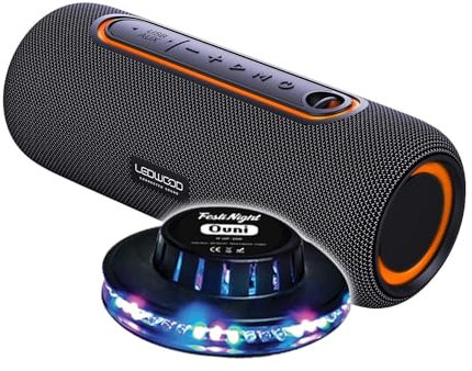 Ledwood Enceinte Nomade XTREM140 LD-XT140BT-BLACK, 100W/10W RMS, Bluetooth 5.0, TWS, Etanche IPX5, Autono. 6H, Jeu Lumière Ovni