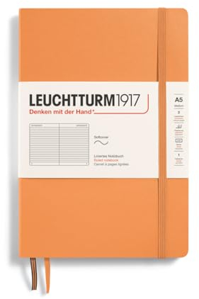 LEUCHTTURM1917 369797 Notizbuch Medium (A5), Softcover, 123 nummerierte Seiten, Apricot, liniert