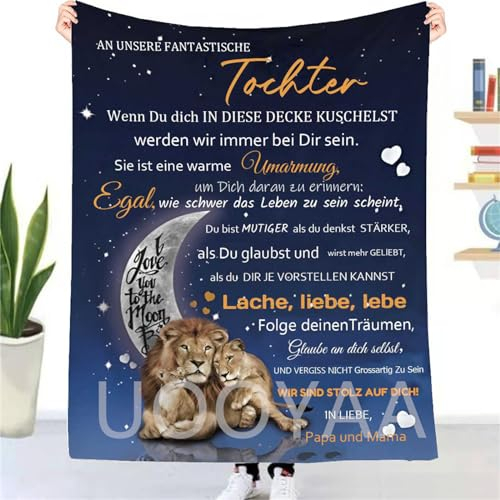 AOKILE Kuscheldecke Personalisierte Decke An Meine Tochter von Mama und Papa,Geburtstagsgeschenk für Tochter Deutsche Nachricht Briefdecke Positiv Ermutigen Wohndecke für Tv-Decken Geschenk
