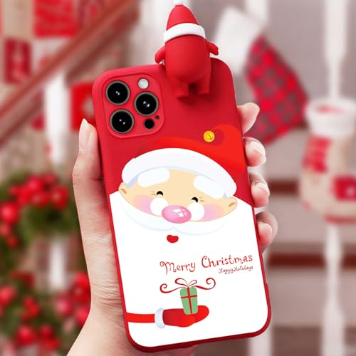 Yiminu.DS Weihnachten Hülle für iPhone 15, Weihnachts Handyhülle Rot Silikon Christmas Case Cartoon Muster, Schutzhülle Cover Silikon Geschenk Mädchen, Weihnachtsmann