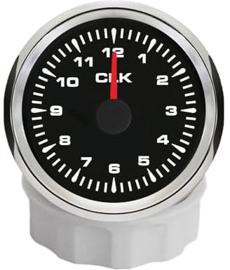 ELING 52 mm Uhr 12 Stunden Format Messgerät mit 8 Farben Hintergrundbeleuchtung 12 V 24 V für Yachten Wohnmobile SUVs