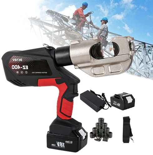 Crimpadora hidráulica eléctrica, Herramienta de crimpado hidráulica a batería Kit de terminales eléctricos 360° Conectores de cables eléctricos 12 pares de troqueles 16-400mm²
