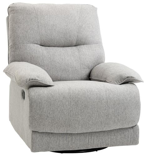 HOMCOM Sillón Reclinable de Salón Sillón Relax Reclinable Manual Tapizado en Tela con Reposapiés Carga 160 kg para Sala de Estar Dormitorio Oficina 89x98x101 cm Gris