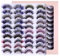 Holzsammlung Faux Cils Colorés, Lashes en Bande Professionnel Doux Moelleux Cils de Vison Colorés Aspect Oeil de Chat Cils Vaporeux 11-20 mm, Volume 3D Réutilisable False Eyelashes, 20 Paires