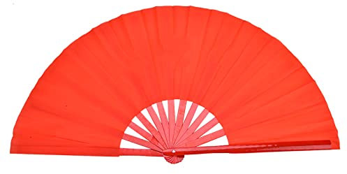 Grand Éventail Pliant en Soie, Éventail À Main Pliable De Tai Chi Arts Martiaux Kung Fu Éventail De Kung Fu Chinois pour L'entraînement, La Danse, Les Décorations, Le Festival (Red Rod Red Face)