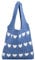 ibalulu Strandtasche Umhängetasche Damen Handtasche Gestrickte Tasche Shopper Tasche Damen-Strick-Love-Häkeltasche Tote Bag Schultertasche für Einkaufen Urlaub Reise (Blau)