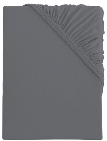 s.Oliver Spannbettlaken 140x200-160x200 cm- 100% Baumwolle, für Matratzen bis 25 cm, besonders weich & angenehm, Spannbetttuch dunkelgrau