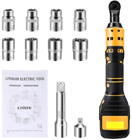 Cordless Ratchet Wrench for Dewalt 20V Battery, 3/8 Electric Ratchet Set 45 ft-lbs (60 N.m), Ratchet Wrenches Battery Powered, 580RPM Power, 8 Sockets (9/10/11/12/13/14/15/17mm) - No Battery