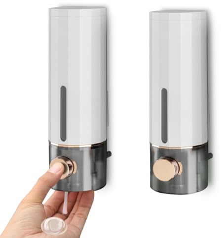 CEWROM Lot de 2 Distributeurs de Savon Muraux sans Perçage - 450 ML - pour Gel Douche, Lessive, Salle de Bain - Accessoires Pratiques pour Hôtel et Maison