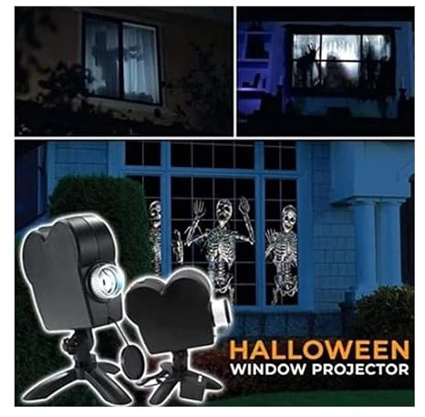 MEIVIYA Projecteur de Noël extérieur, Projecteur holographique de fête de noël d'halloween, Nuits effrayantes, 12 Films, Mini trépied de cinéma Maison, projecteur LED d'intérieur et d'extérieur