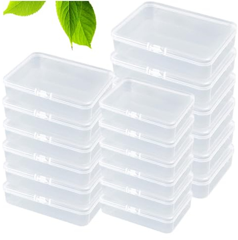 Wanfoou 18Pcs Clear Plastic Beads Storage Box with Lid, Mixed Sizes Mini Clear Plastic Container Case for Craft, Jewelry, Hardware, Tools, Small Items