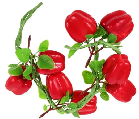ULDIGI Künstliche Lebensechte Rote Chili Pfeffer Girlande Realistische Gemüse Deko Für Küche Markt Lehrmaterial Preschool Requisiten