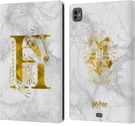 Head Case Designs Custodia a libro in pelle con licenza ufficiale di Harry Potter Hufflepuff Aguamenti Deathly Hallows IX compatibile con Apple iPad Pro 11 M4 2024