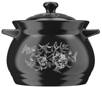 YLME Keramik-Auflaufform Hochtemperaturbeständig Keramik-Tontopf, Großer Haushalts-Kochtopf für Suppe, feuerfeste Auflaufform zum Kochen über offener Flamme,2L