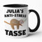 Anti Stress Tasse Personalisierbar - Faultier Meditation Relaxen - Kaffeebecher Faultier Kollegin Büro Kaffeetasse (Schwarz)