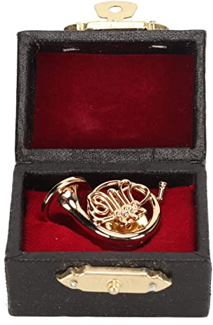 lvifloae Miniatur-Brosche für Waldhorn-Revers, Messing-Musikinstrument-Brosche mit Aufbewahrungsbox für Hochzeit, Party, Tanz, Konzerte